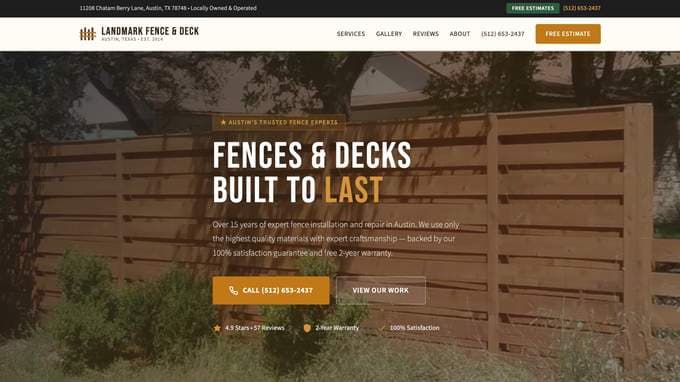 Landmark Fence & Deck website